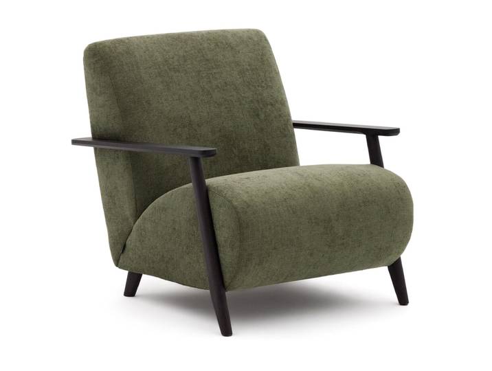 Kave Home Fauteuil Meghan Chenille - Groen/Wengé