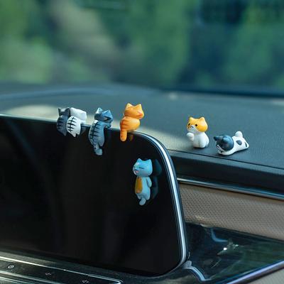 Inspire Daily Merch Cartoon Cat Figurines For Car Dashboard PVC Plant Pots Screen Edge Decor Cartoon Cat Figurines For Car Dashboard PVC Plant Pots Screen Edge Decor