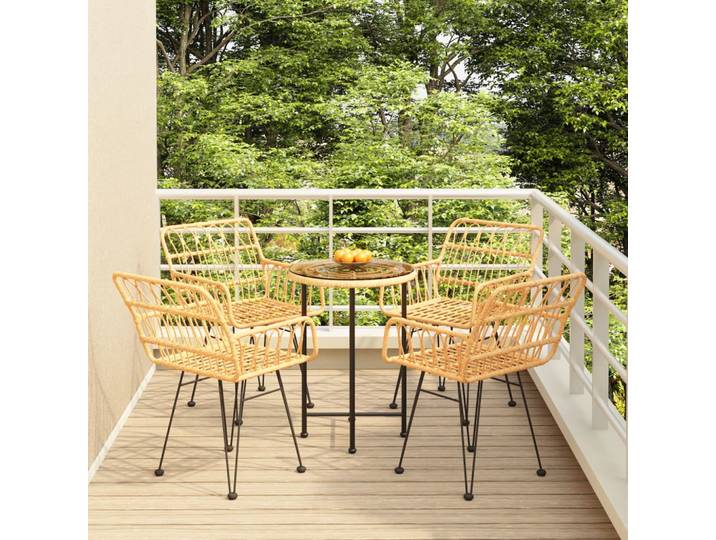 vidaXL 5-tlg. Garten-Essgruppe Poly Rattan