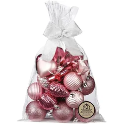 30 Weihnachtskugeln 5-7cm Kunststoff Sterne Zapfen Herzen Mix Christbaumkugeln