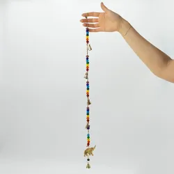 Indian Chimes - Brass Elephant with Chakra Beads String Bells - 53cm