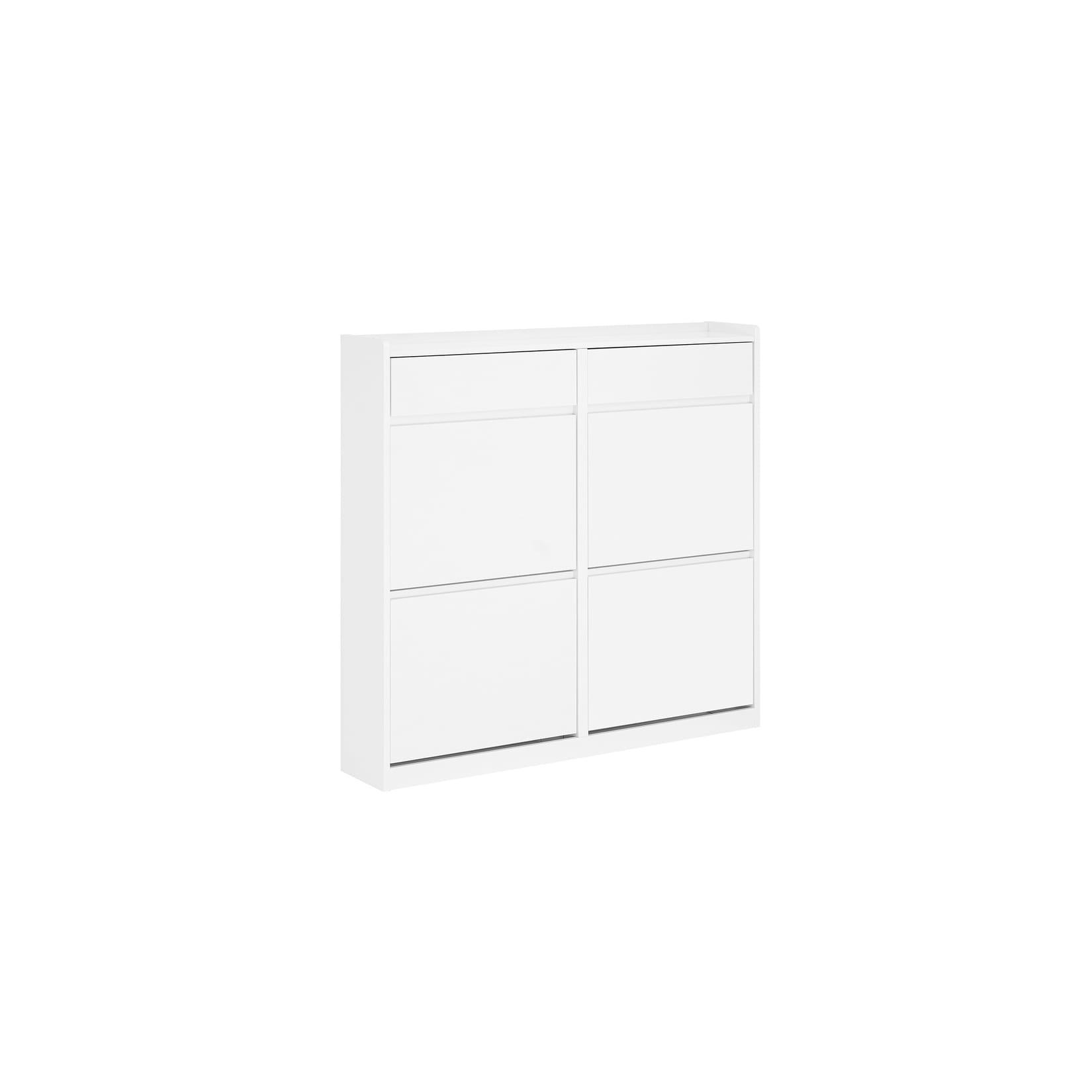 SoBuy Schuhschrank mit 6 Türen Weiß 98x19x95cm Minimalistisch