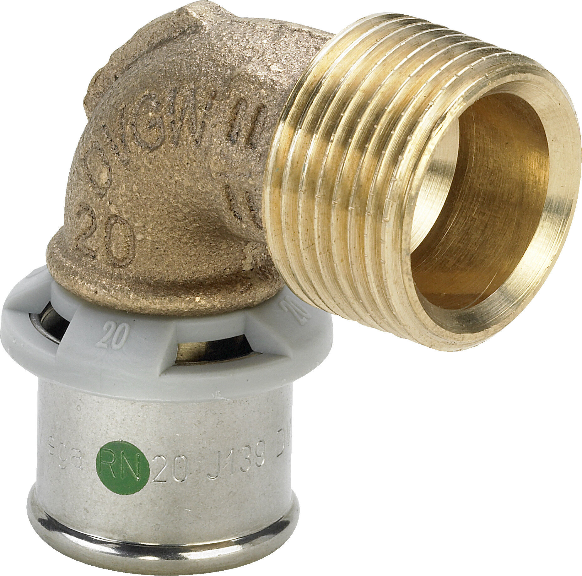 Coude Viega Sanfix-P 566265 25 mm x R 3/4, 90°, avec SC-Contur, polygone, bronze