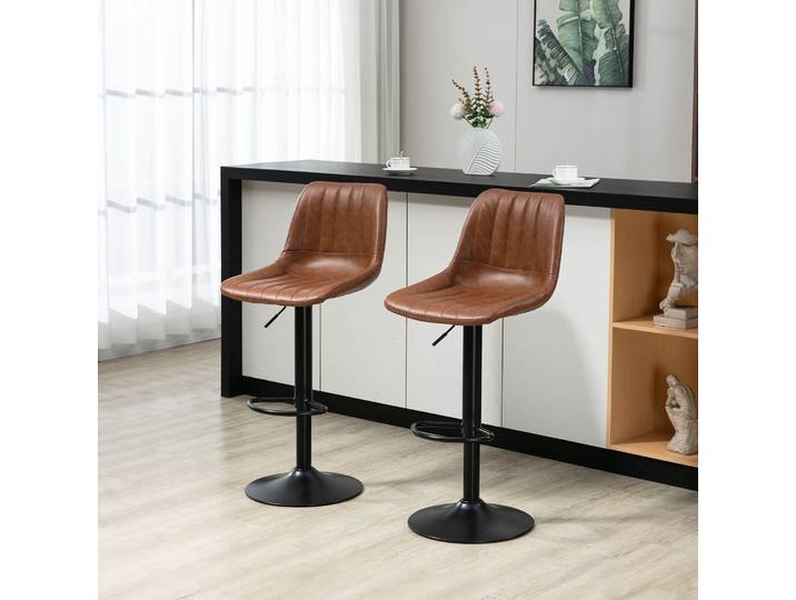 HOMCOM 2 Tabourets Bar Vintage Pivotant Marron