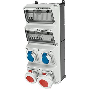 Mennekes CEE-Stromverteiler Amaxx, Wandverteiler, für außen, 2x Schutzkontakt 230V, 1x CEE 400V / 16A, 1x CEE 400V / 32A