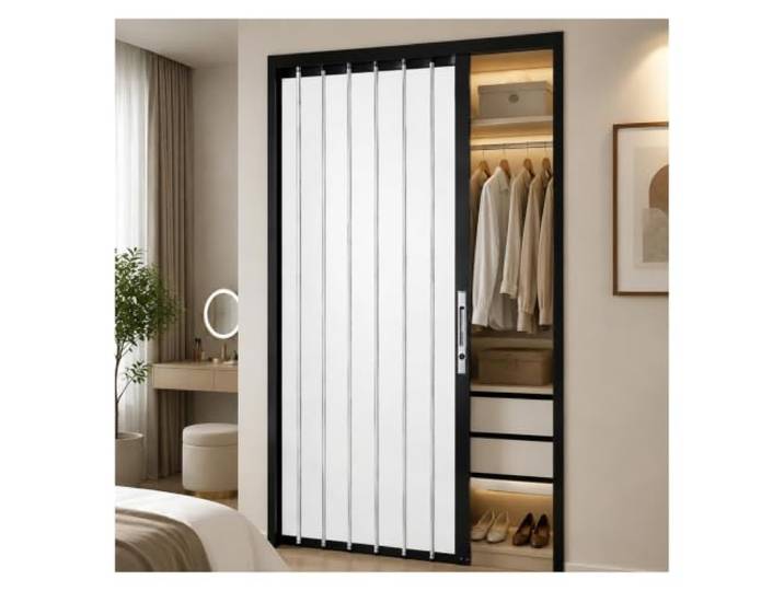 Falttür Flexible Falttür für Schrank Zimmer Zuhause Gewerbe Nutzung Aluminium Falttür Platzsparend ohne Bodenschiene Leicht zu Reinigen Maßanfertigung