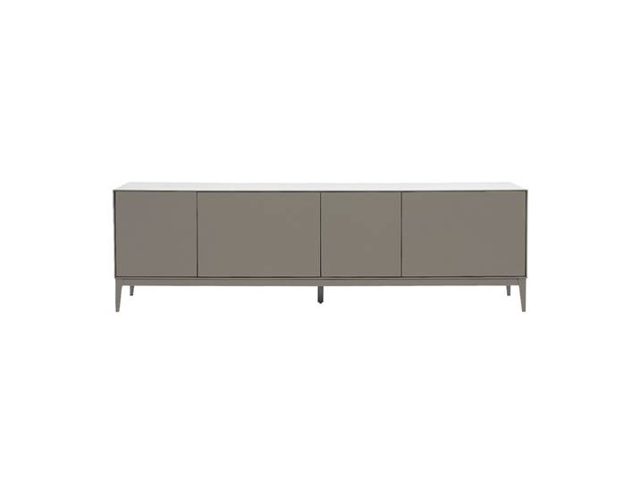 Meuble TV design gris laqué mat avec rangements L180 cm GRAY