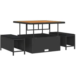 vidaXL Garten Essgruppe Schwarz Poly-Rattan