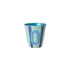 RICE Melamin Buchstabenbecher gestreift, O, blau