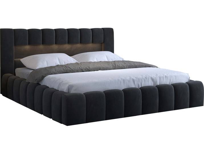 OXM Bett 160 Lamica mit LED-Beleuchtung, Rahmen und Container Monolith 97 182 x 90 x 232 cm