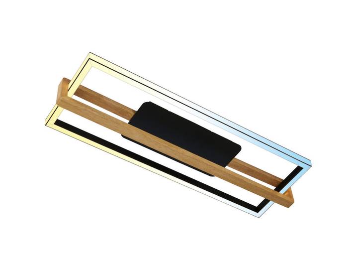 Briloner Led-Deckenleuchte, Braun, Schwarz, Holz, Metall, Kunststoff, rechteckig, 84.5x30x12 cm, Timerfunktion, Farbtemperaturwechsler, Lampen & Leuchten, LED Beleuchtung, LED-Deckenleuchten