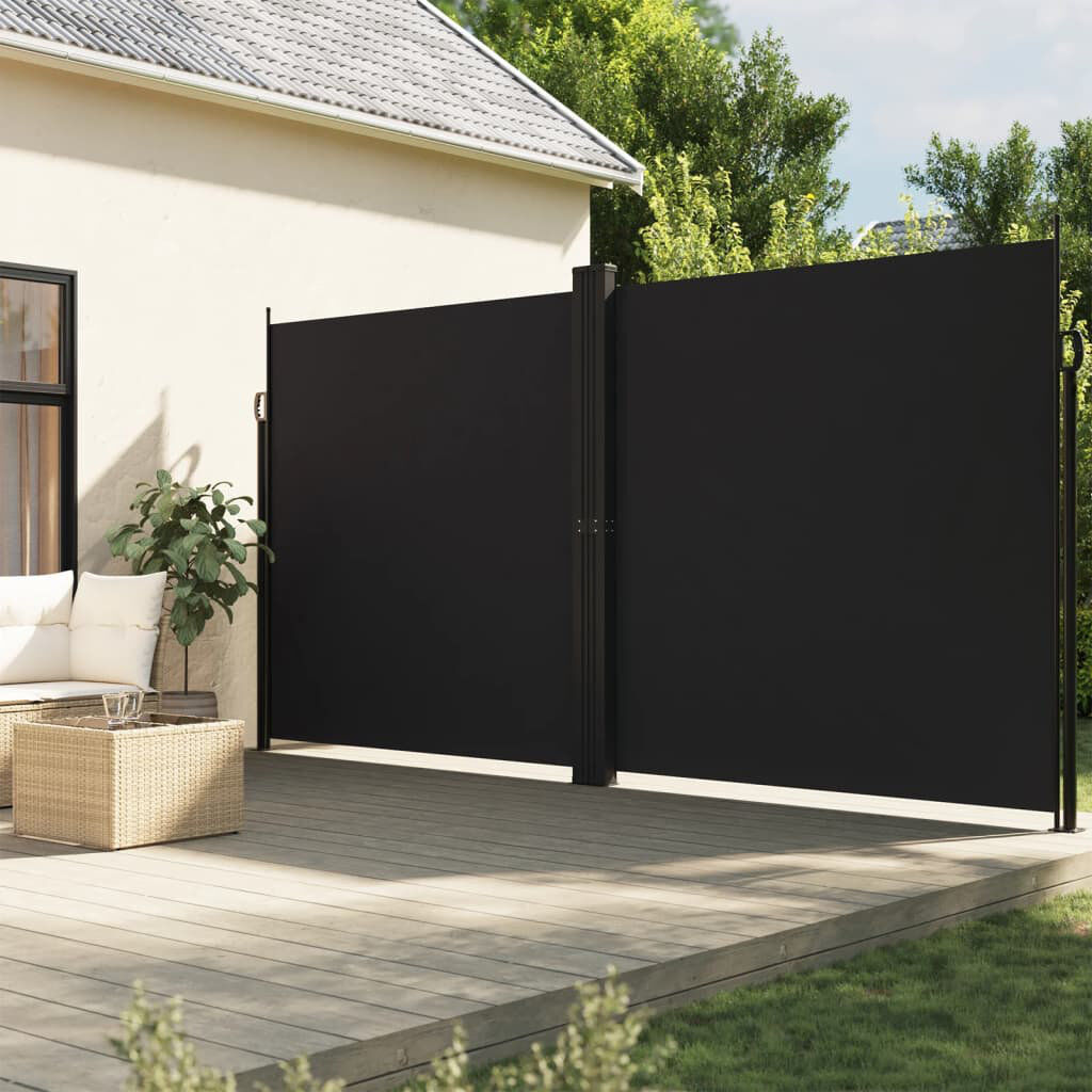 Brayden Studio Brayden Retractable Side Awning Black 220cm H x 1200cm W