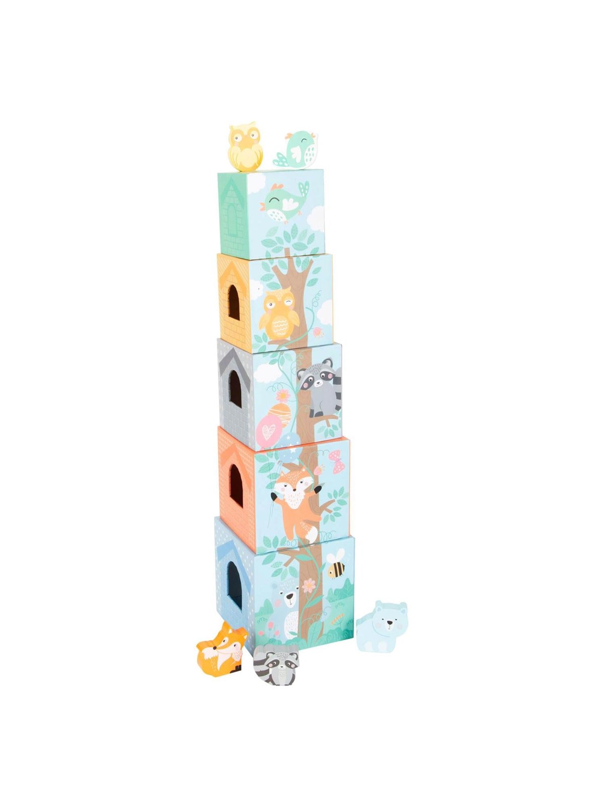 Small Foot - Stacking Tower with Forest Animals Pastel 10 pcs.