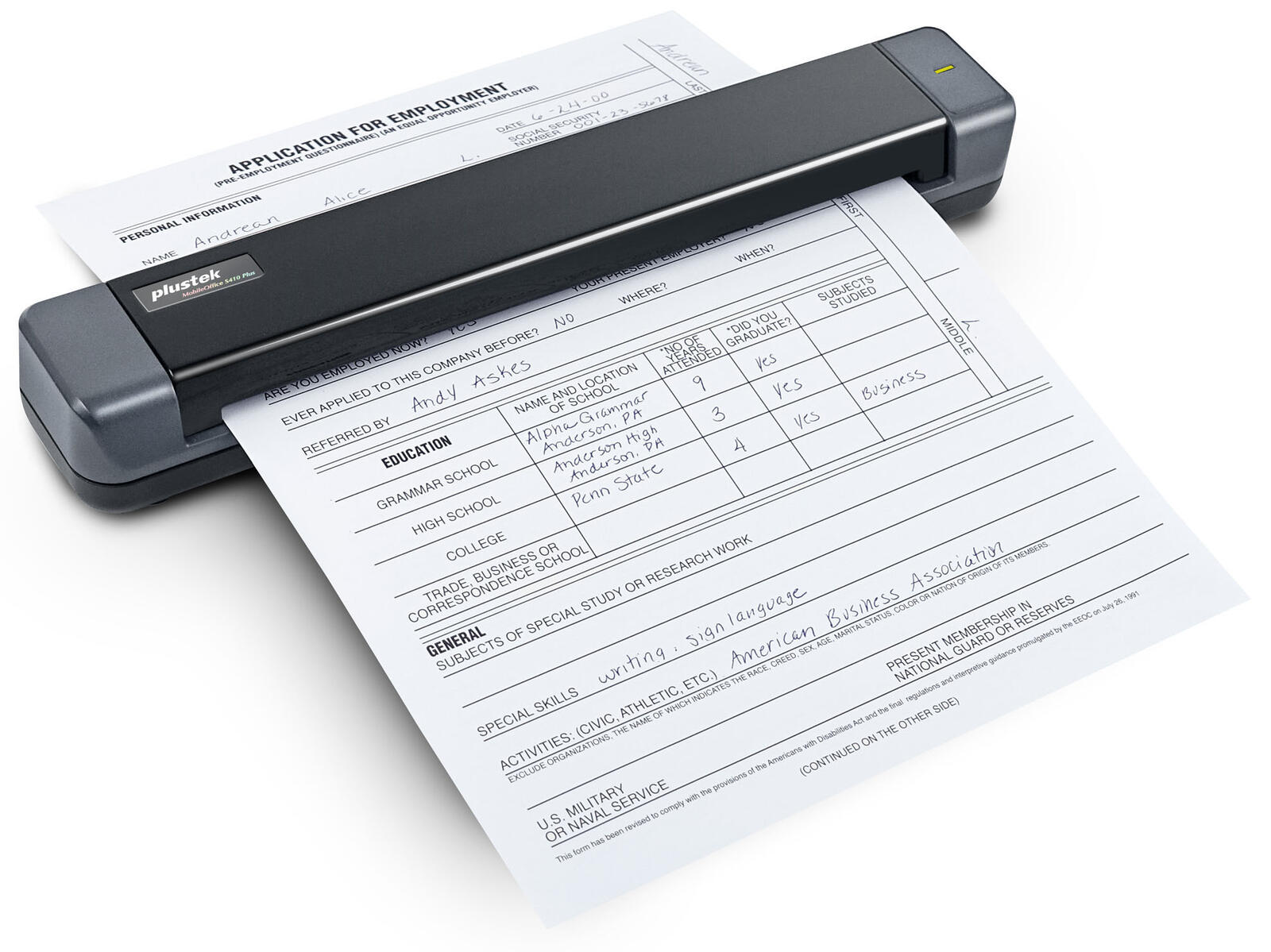 plustek Mobiler Scanner MobileOffice S410 Plus 0314