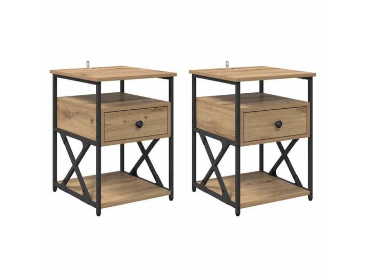 LEMON Cabinet de chevet - VIDAXL - MODERNE - 2 pc Chêne artisanal 40 x 42 x 55 cm &1_4510