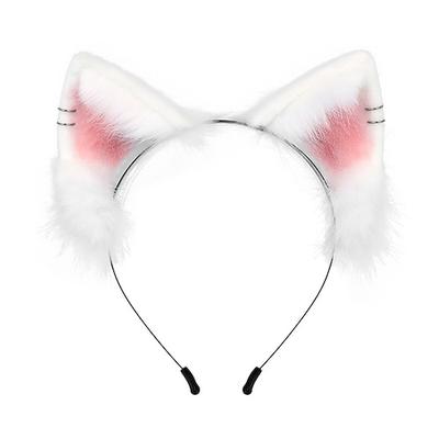 Lolita Plüsch Haarreif Ohren Kopfbedeckung pelziges Haarband süßes Kopfstück Anime Kätzchen Kostüm Cosplay Accessoires
