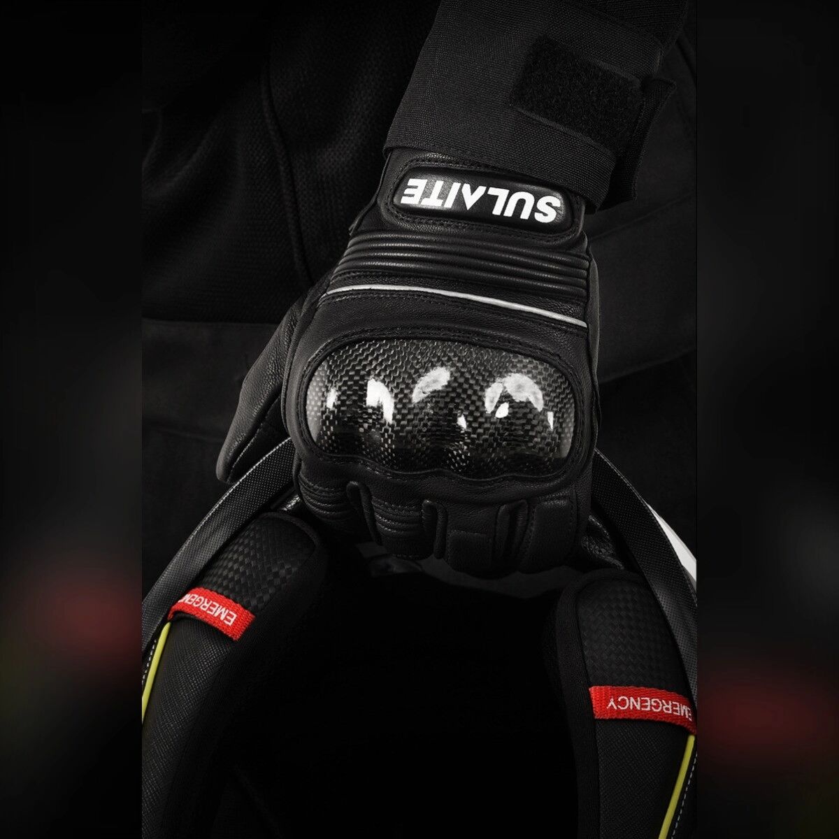 INF Motorradhandschuhe aus Carbonfaser, Full-Finger mit Touchscreen, gepolstertes Slow-Rebound-Handgelenkpolster und