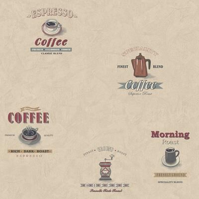 Galerie Wallcoverings Kitchen Recipes Coffee Motif Vinyl on Non-woven Matte Wallpaper Roll - 33 feet x 21 inches