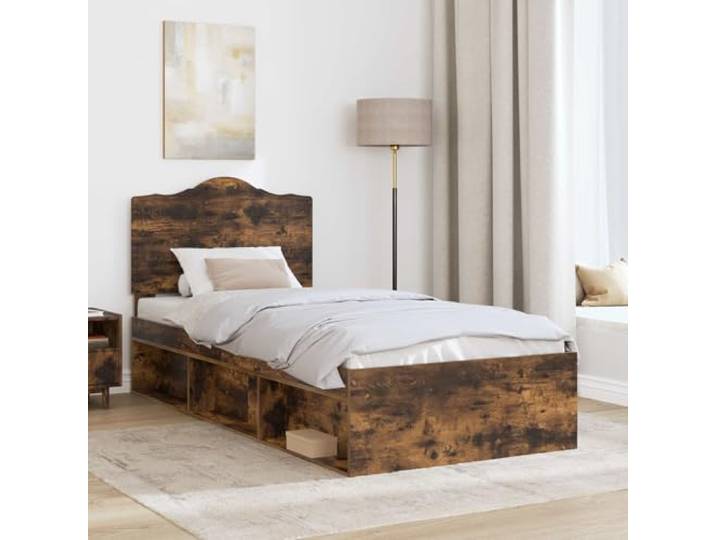 SKTQYQO Bett Eiche Rauchgrau 75 x 190 cm Kiefer massiv Modernes Design, minimalistische Linien, robuste Struktur, geeignet für moderne Räume