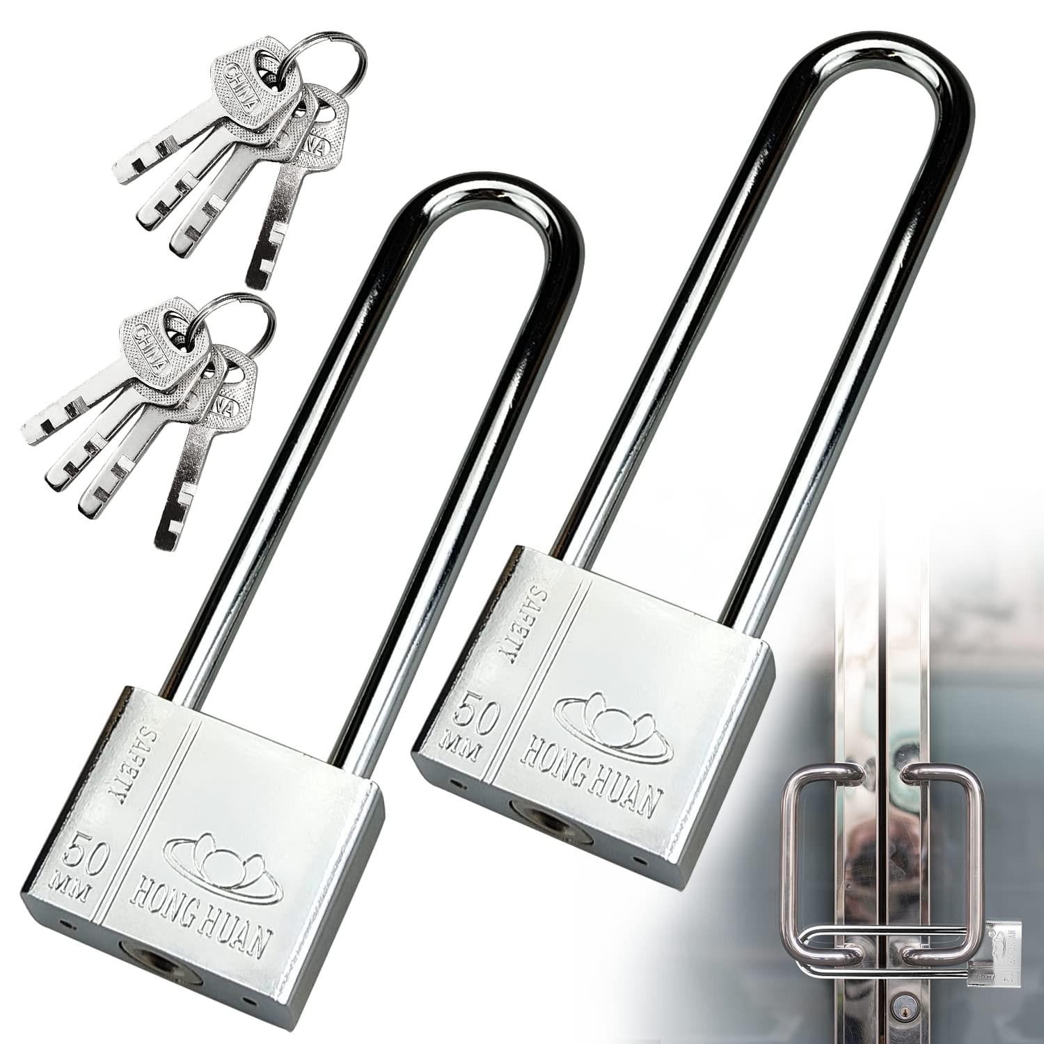 Set van 2 zware sleutelsloten met sleutels, 50mm