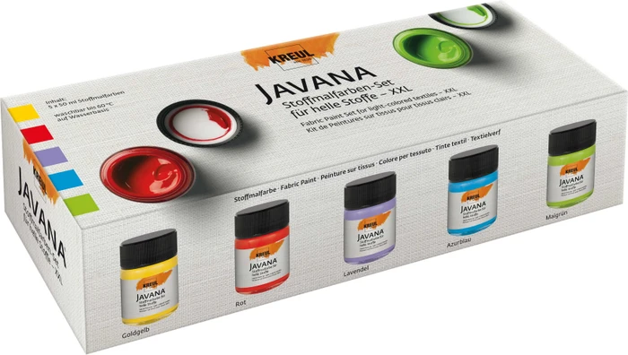 KREUL JAVANA Stoffmalfarbe für helle Stoffe 5 × 50 ml - XXL