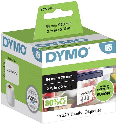 DYMO Etiketten Rolle 99015 S0722440 70 x 54mm Papier Weiß 320 St. Permanent haftend Universal-Etiketten