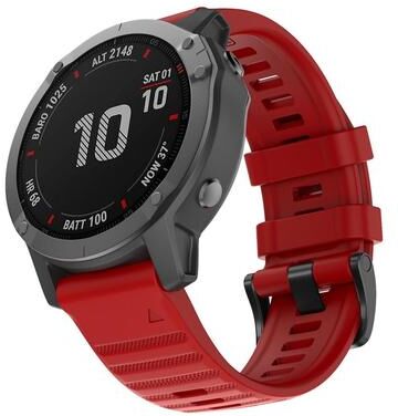 Everyday Crate Garmin Fenix 6 22mm Silicone Watch Band Soft Replacement Watch Strap red