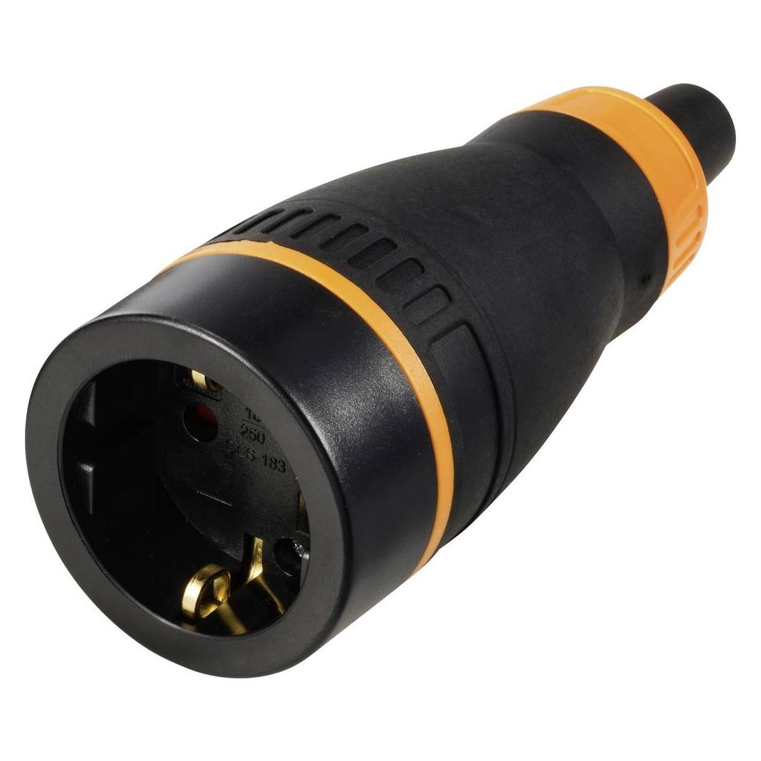Sygonix SY-6618480 Schutzkontaktkupplung TPE, PC 250 V/AC Schwarz, Orange IP20 (SY-6618480)