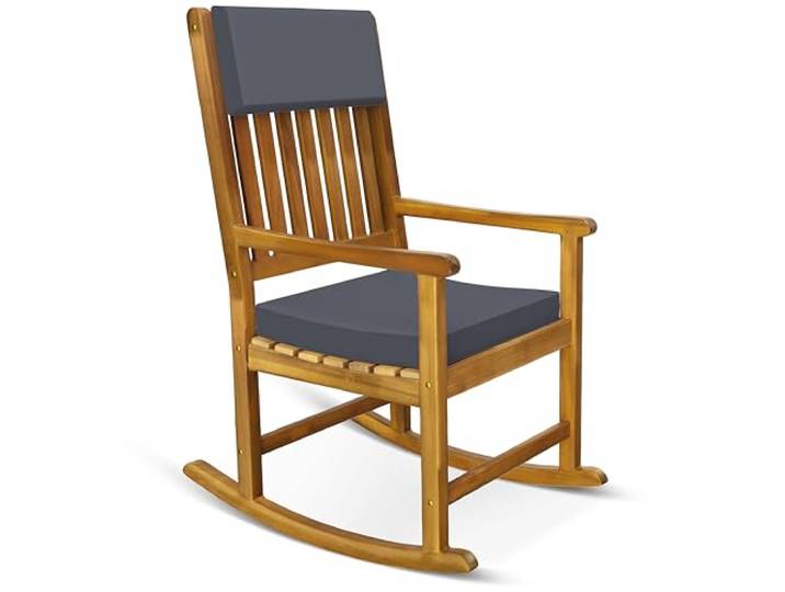 CASARIA® Garten Schaukelstuhl, Wetterfest inkl. Polsterung, anthrazit Für Garten Balkon Terrasse, inkl Polsterkissen Auflagen, waschbarer Bezug, Wipp-Funktion, bis 160kg belastbar, mit Armlehnen