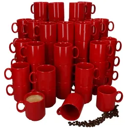 72er Set EVENT stapelbare Kaffeebecher ROT Porzellan 250 ml