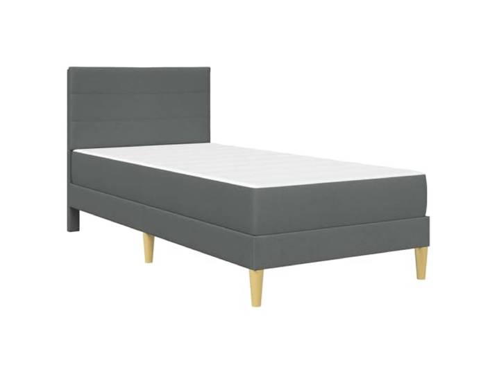 KTHLBRH Einzelbett Stoff Dunkelgrau 90 x 190 cm mit Matratze Gepolstertes Kopfteil, Lattenrost, Unterbett-Aufbewahrung, Taschenfedern
