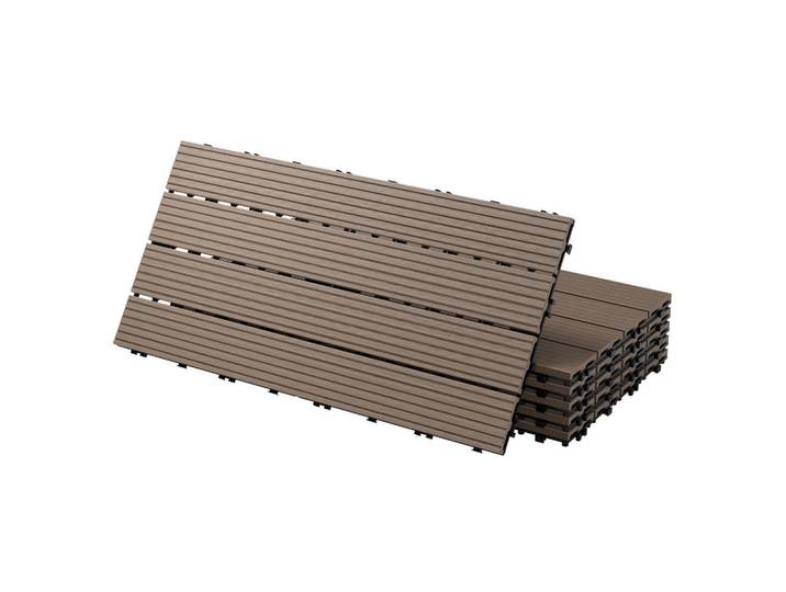 ECD-Germany Bodenplatte 2er Set, Dunkelbraun, wetterfest-Zonen, Rechteckig, 30x2x60 cm, wetterfest, Teppiche und Böden, Terrassenböden & Balkonböden, Terrassenfliesen