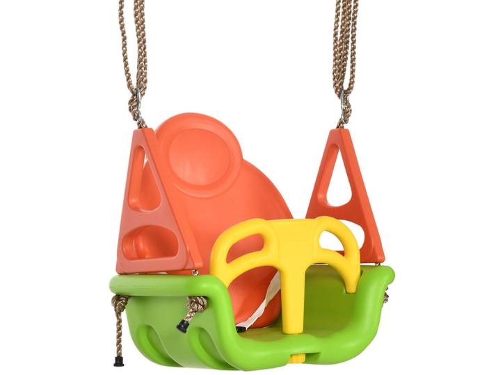 Outsunny 3-In-1 Babyschaukel, Kinderschaukel mit verstellbarem Seil, Schaukelsitz, Grün, Mehrfarbig, Kunststoff, 34x48 cm, Freizeit & Co, Gartenspielzeug