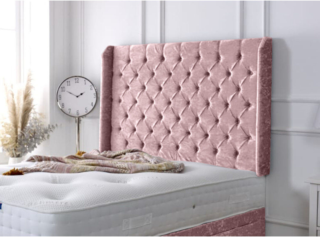 Mercer41 Upholstered Velvet Headboard Pink Super King (6')