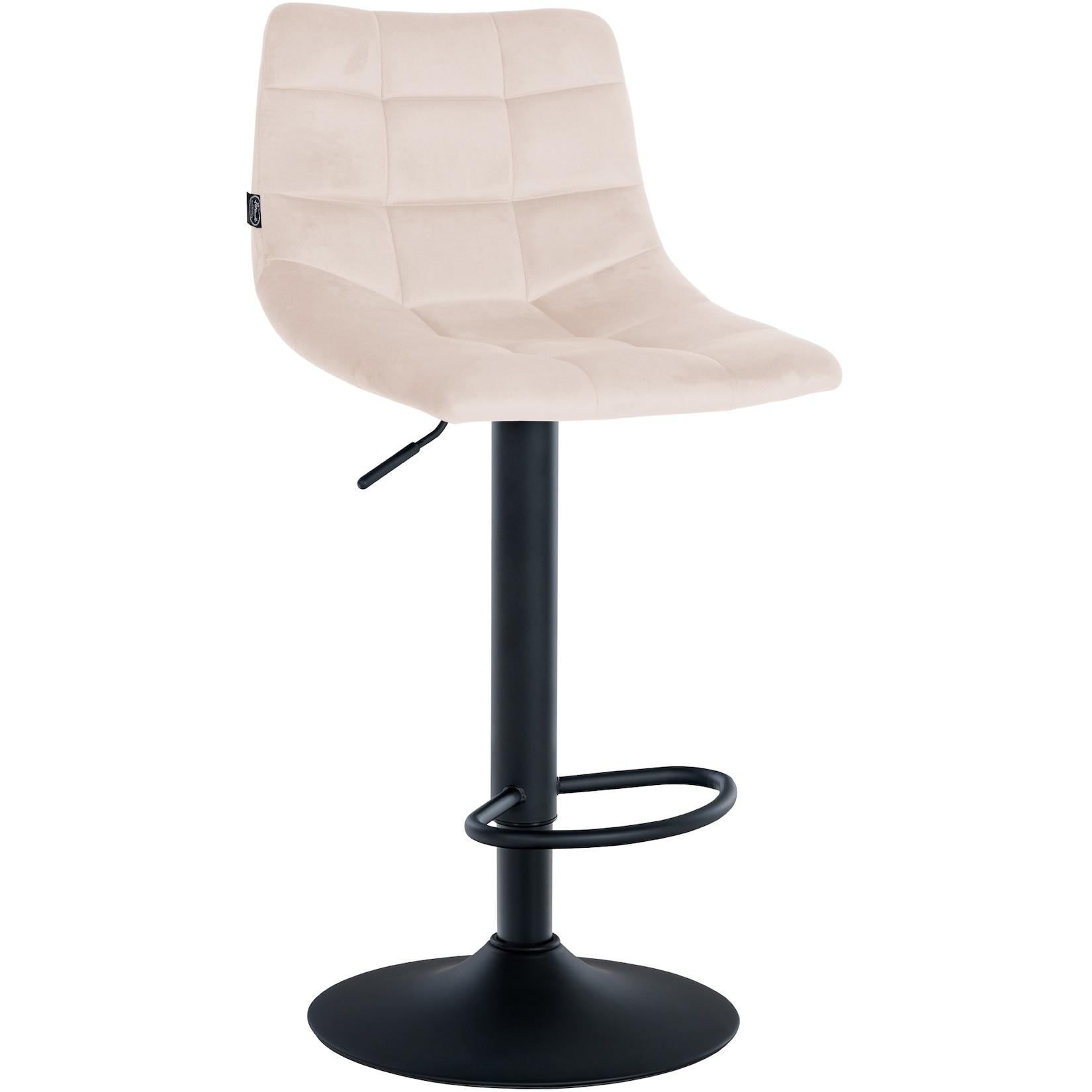 CLP Barhocker Jerry Samt schwarz - Farbe: beige, Gestellfarbe: schwarz