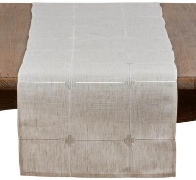 Saro Lifestyle Poly Blend Table Runner With Embroidered Check Pattern