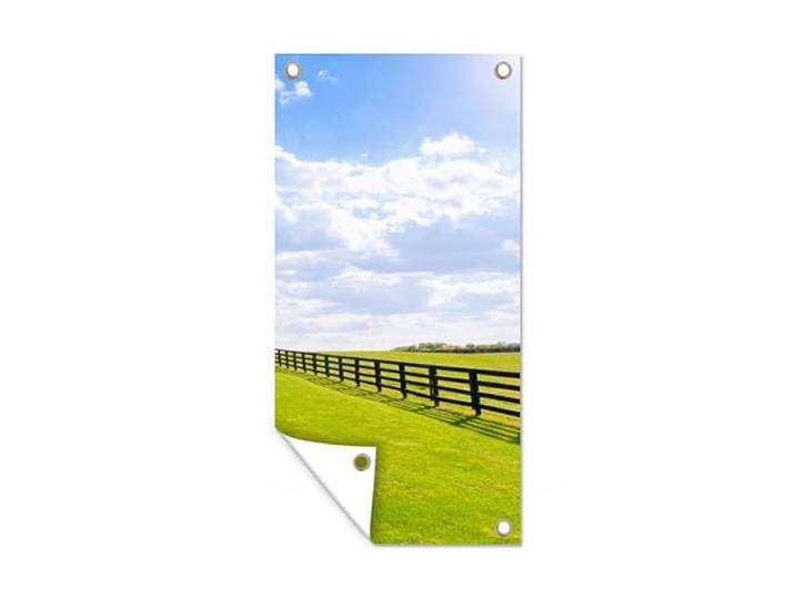 Tuinposter - 80x160 cm - Wolken - Bomen - Weg