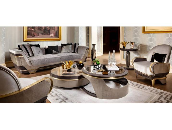 Xlmoebel Sofa Moderne 4-teilige Couchgarnitur mit Sessel und Couchtisch, Couchgarnitur 4 Teile, Made in Europa