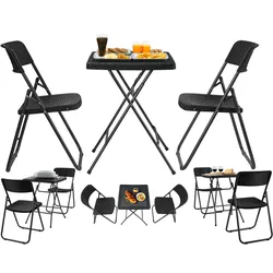 Ecosa Outdoor-Set mit Klapptisch + 2 Stühlen Robust Wetterfest Pflegeleicht