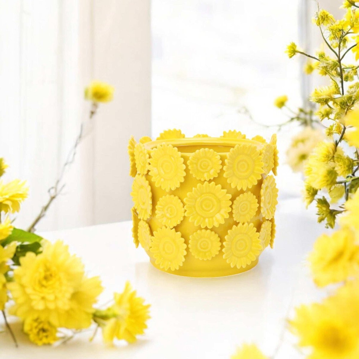 House of Nature Vaas Sunny Side Up geel 17 cm