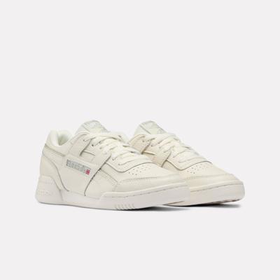 Sneaker REEBOK CLASSIC "WORKOUT PLUS", Damen, Gr. 40,5, beige (chalk, hazygrün, rawgelb), Leder, Synthetik, Schuhe Sneaker