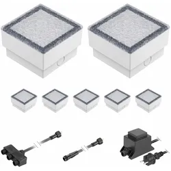 ledscom.de LED Pflaster-Stein Gorgon Boden-Einbauleuchte für außen, 10x10cm, 12V, warm-weiß 7er Set