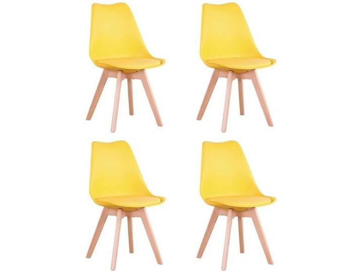 BenyLed Lot de 4 Chaises de Salle à Manger de Style Tulipe Design Scandinave Jaune