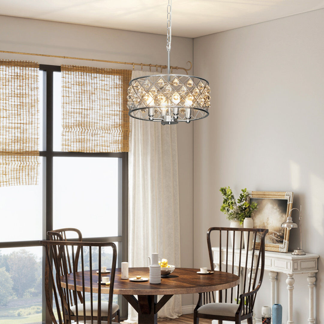 Fairmont Park Ceiling Light with Adjustable Height, Modern Crystal Chandelier Silver 16.5cm H X 40cm W X 40cm D