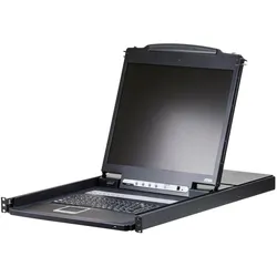 Aten CL1308N SL KVM-Switch 8-Port, 19"-LCD-Konsole (PS/2-USB, VGA) SL-Layout, KVM Switch, Schwarz