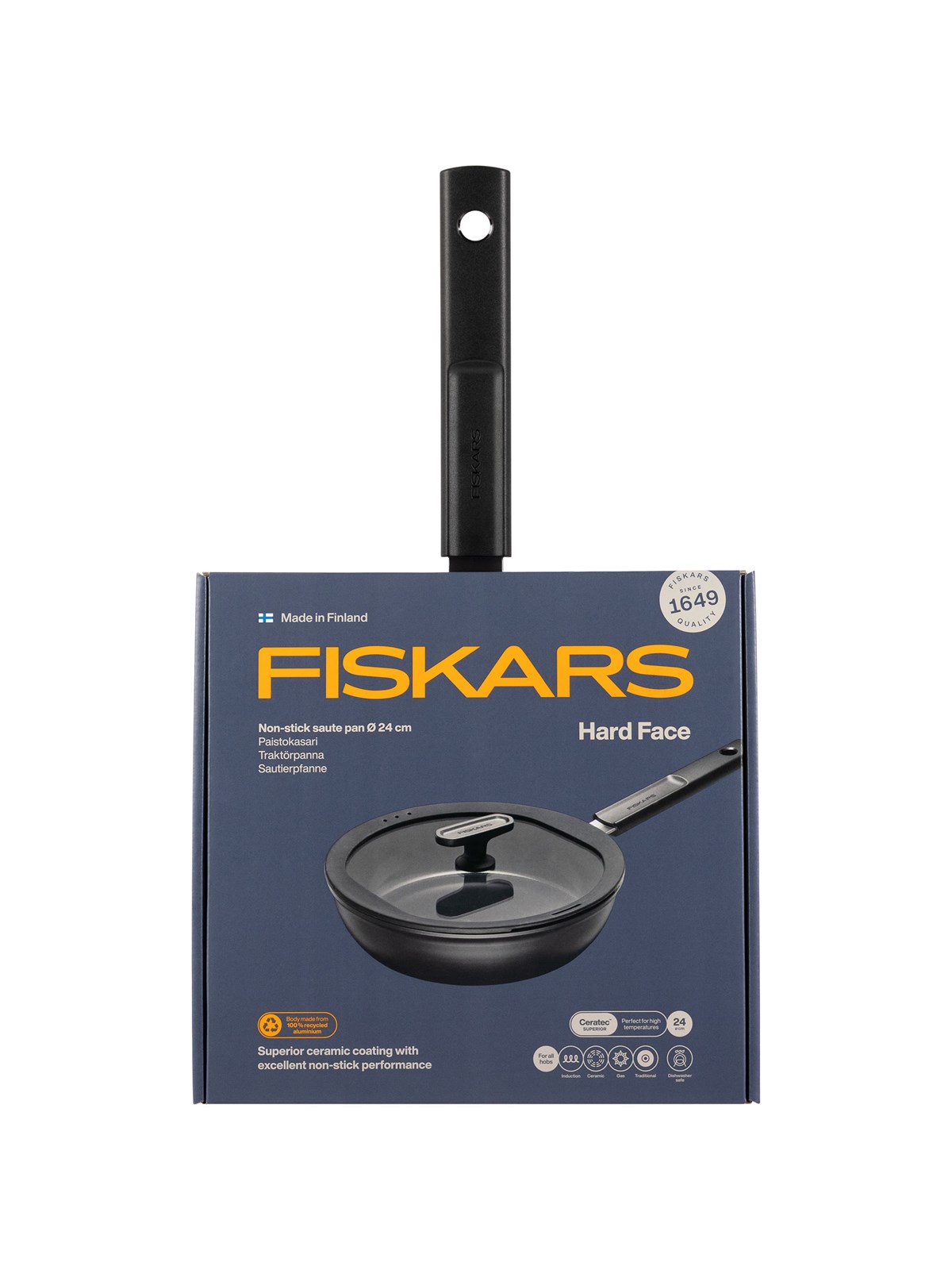 Fiskars Hard Face Sauté Pan - 24 cm with Lid
