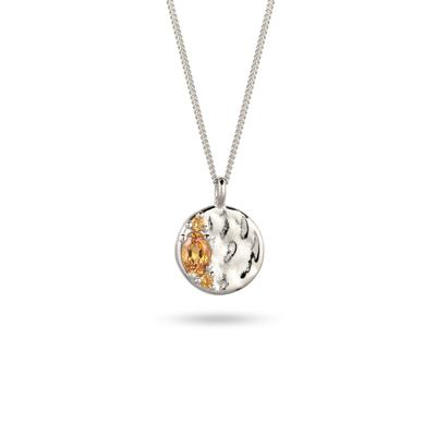 Kette mit Anhänger ELLI "Halskette Anhänger Citrin Gelb 925 Sterling Silber" Gr. 45, silber, Halsketten, Damen, Silber 925 (Sterlingsilber)