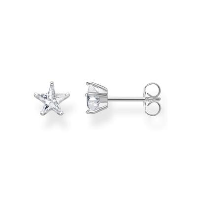 Paar Ohrstecker THOMAS SABO "Kleine Sterne", silber (silberfarben, weiß, weiß), Ohrringe, Damen, Silber 925 (recycelt), mit Zirkonia