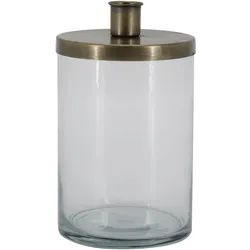 Chic Antique Kerzenständer mit Halter – Glas & Eisen Antik Messing für Stabkerzen, 17 cm, Ø 9,5 cm