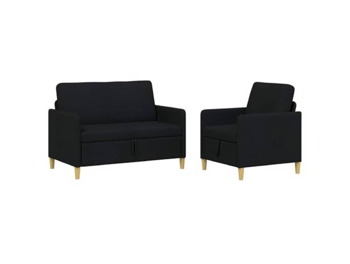 hliofuir Sofa Set mit Stauraum 2-teilig Schwarz Polstermöbel Couch Praktische Couchgarnitur für Wohnzimmer und Gästebereich mit verstecktem Stauraum unter der Sitzfläche.